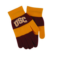 USC Trojans Men's Cardinal and Gold Stripes Gloves